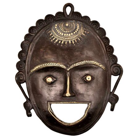 Brass Mask  Of A Tribal Lad Laughing Face